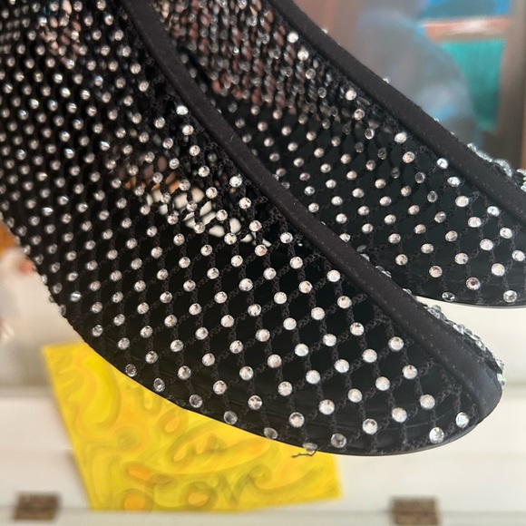 Zara Black Mesh Rhinestone Flats 39 like new - Picture 15 of 16